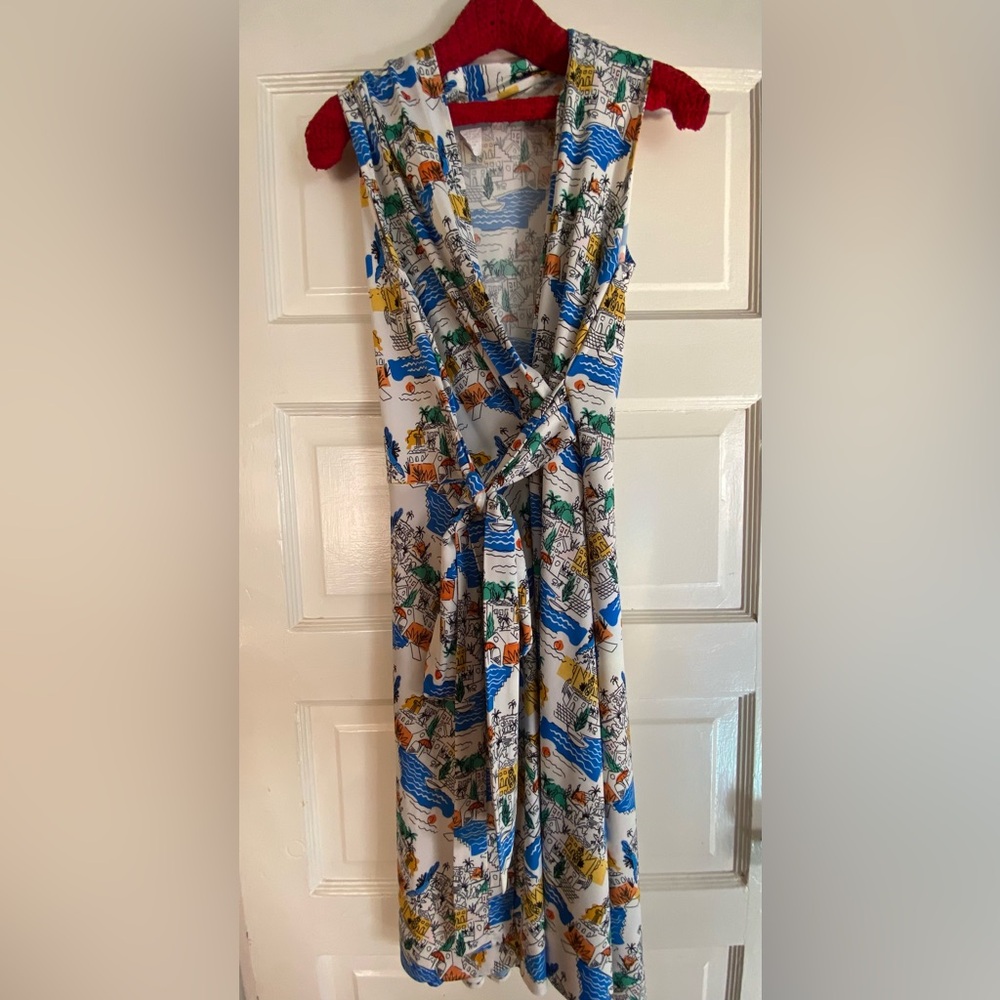 Sleeveless Faux Wrap Dress